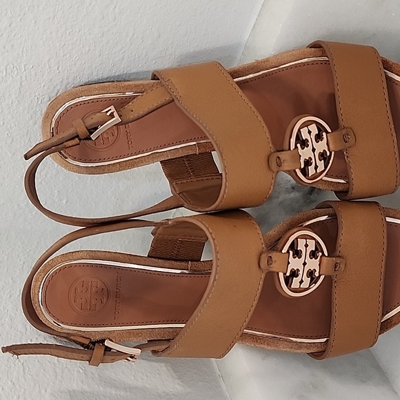 Tory Burch Sandals Straps Brown Rose Gold Size 7.5 - Picture 3 of 12